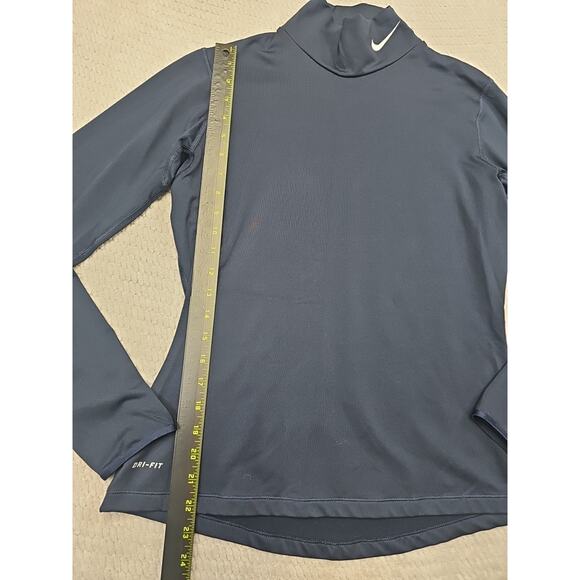 Nike Shirt Womens Large Navy Dri Fit Turtleneck Base Layer - Picture 2 of 8